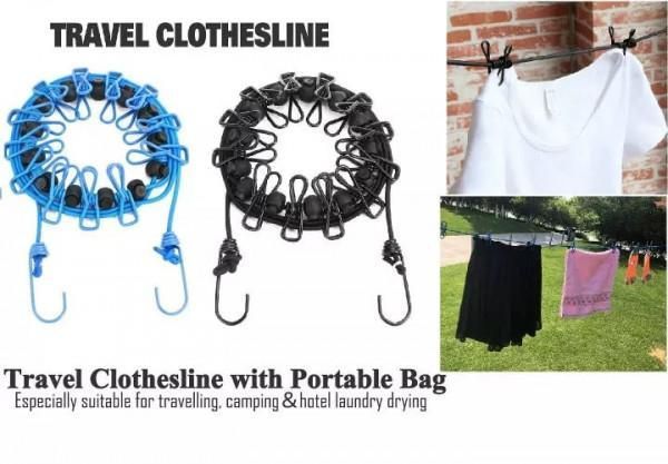 12-Piece Travel Clothesline Clips Set – Portable Laundry Drying Kit