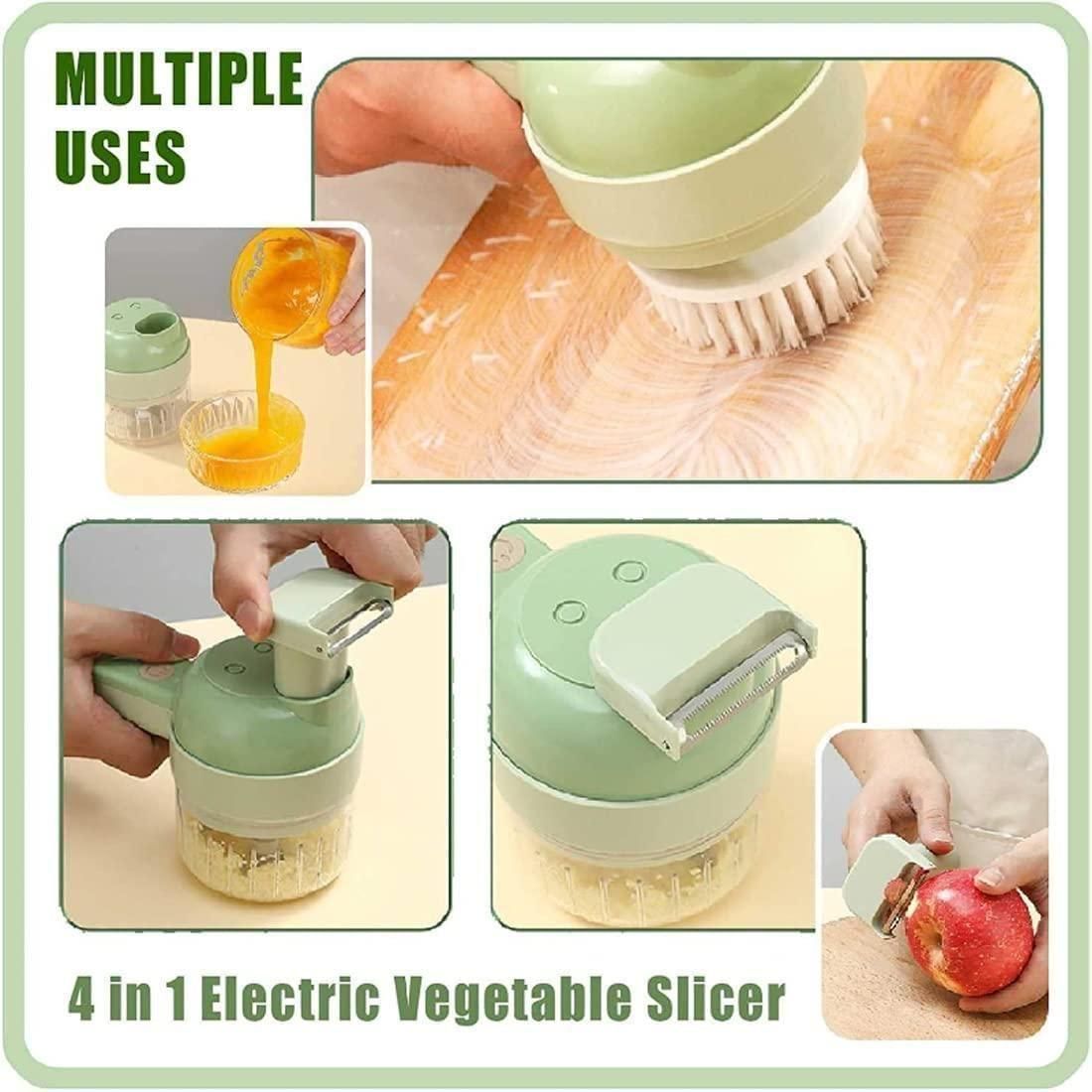 4-in-1 Portable Electric Vegetable Cutter Set – Wireless Food Chopper & Mini Processor