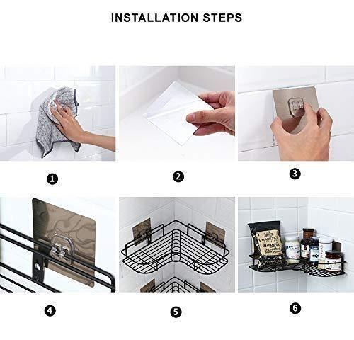 Stainless Steel Corner Shelf – No-Drill Peel & Stick Storage Rack