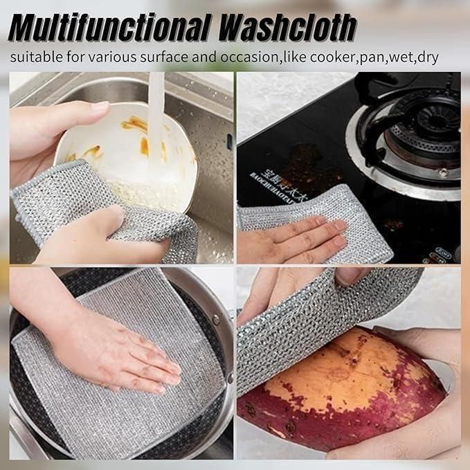 Multipurpose Wire Dishwashing Rags – Wet & Dry Cleaning Cloths (Pack of 10)