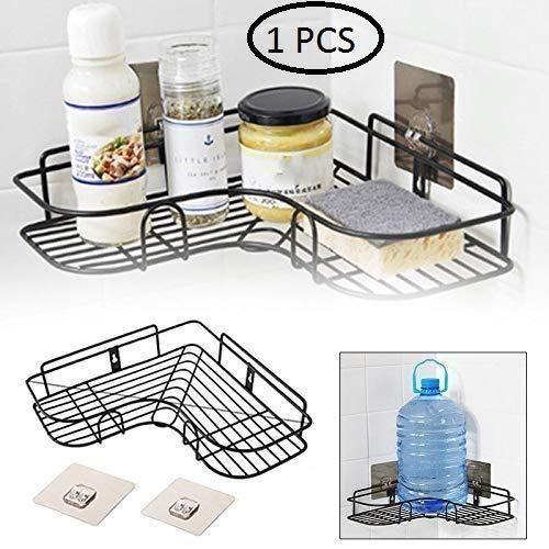 Stainless Steel Corner Shelf – No-Drill Peel & Stick Storage Rack