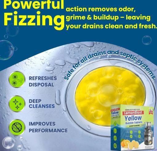 LemonBlast Yellow Bubble Tablets – Deep Cleaning Power (24 Tablets)