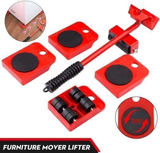 Heavy Duty Furniture Lifter & Mover Tool Set with Wheel Pads (Pack of 5)