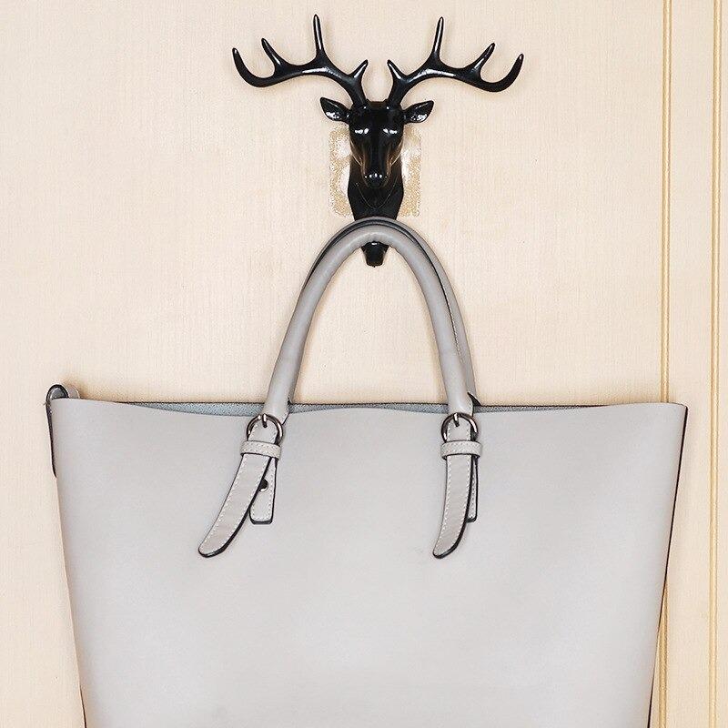 Deer Head Self-Adhesive Hanging Hooks – Wall Hooks for Bags & Keys (Pack of 2)