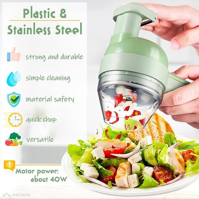 4-in-1 Portable Electric Vegetable Cutter Set – Wireless Food Chopper & Mini Processor