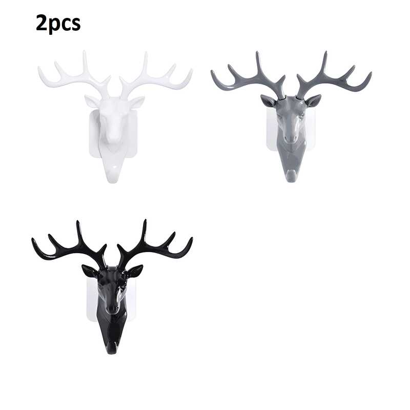 Deer Head Self-Adhesive Hanging Hooks – Wall Hooks for Bags & Keys (Pack of 2)