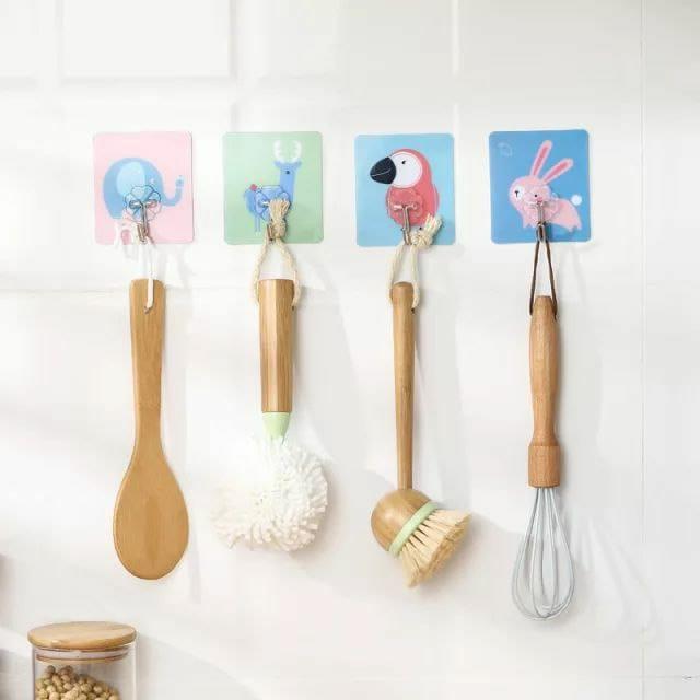 Strong Adhesive Wall Hooks – Heavy-Duty Reusable Sticky Hooks (Pack of 4)