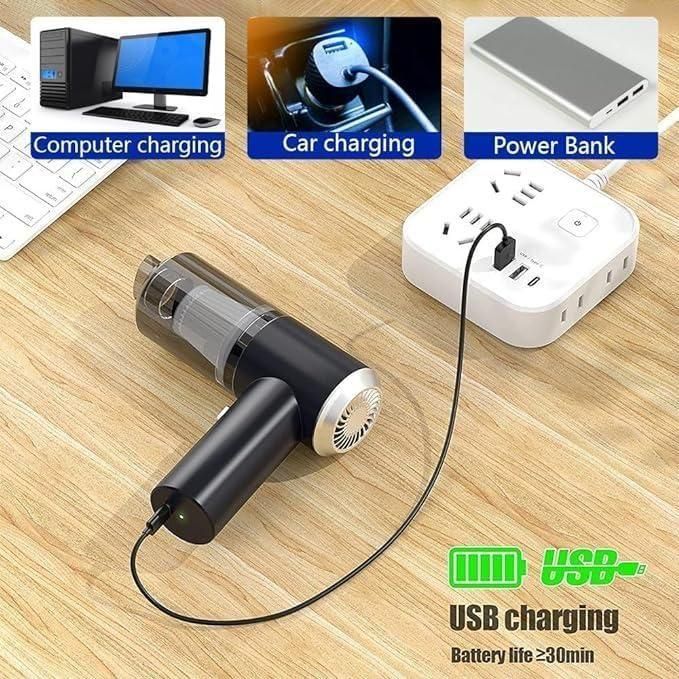 Portable Air Duster & Mini Vacuum Cleaner – Wireless, High-Power Suction