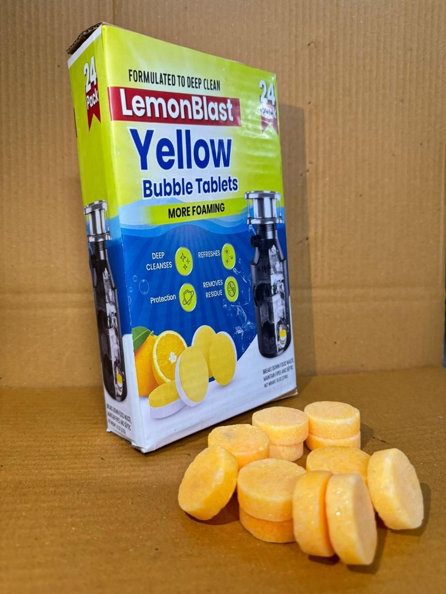 LemonBlast Yellow Bubble Tablets – Deep Cleaning Power (24 Tablets)