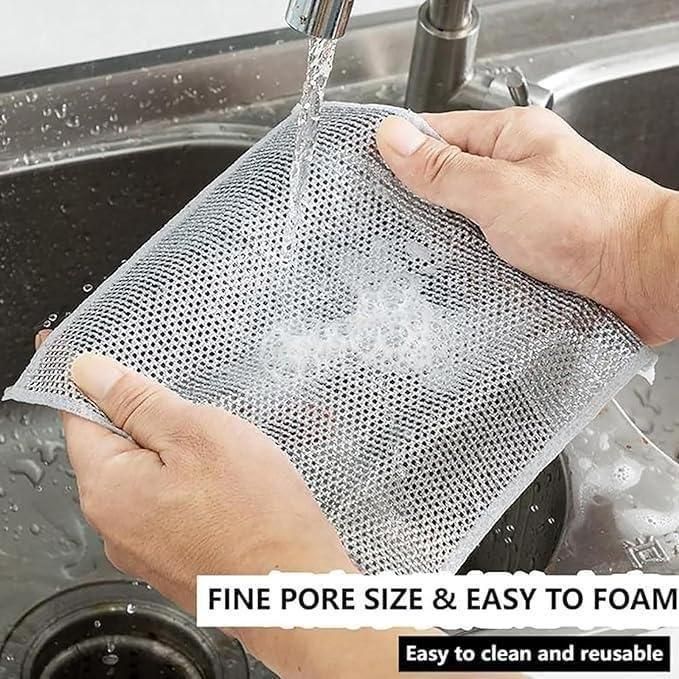 Multipurpose Wire Dishwashing Rags – Wet & Dry Cleaning Cloths (Pack of 10)