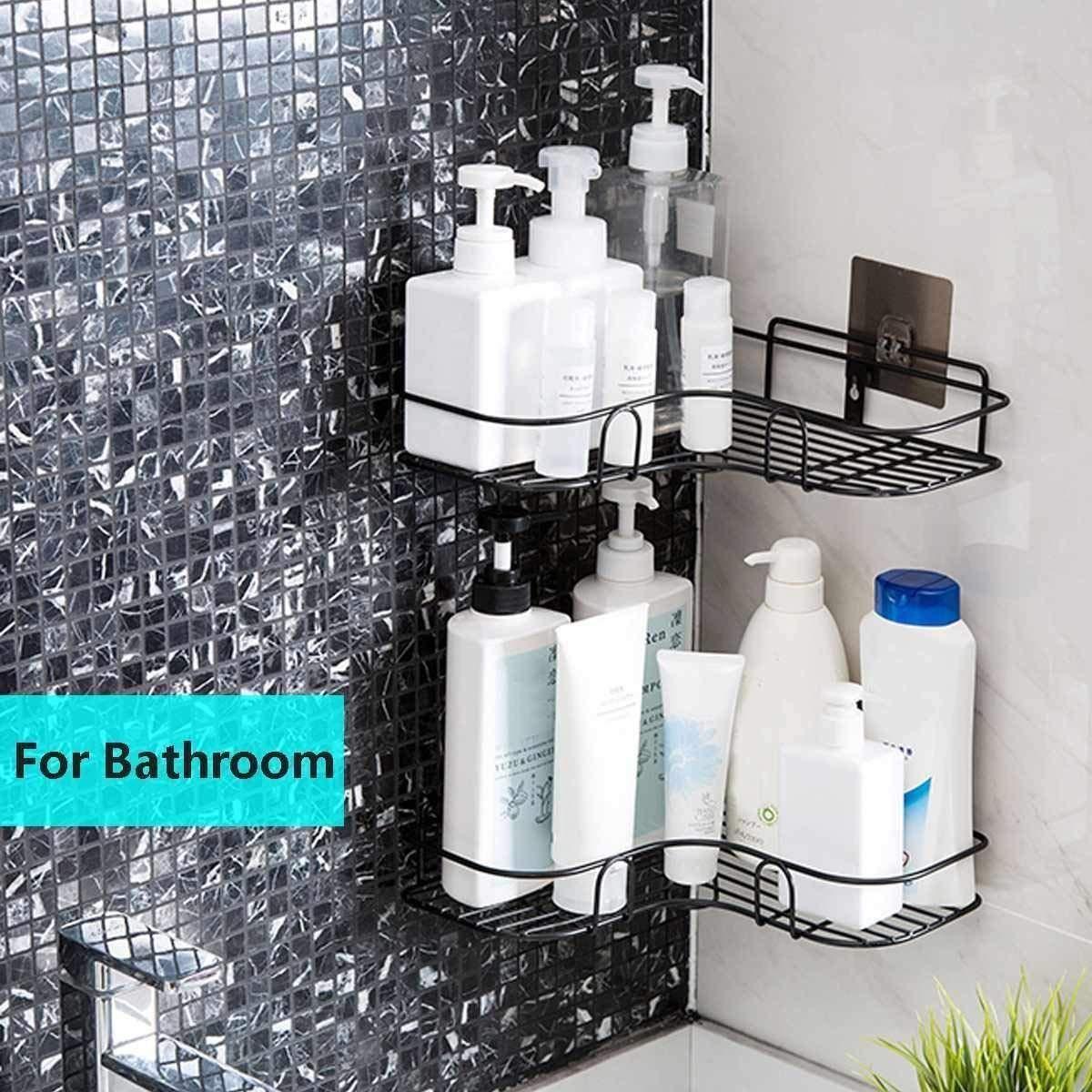 Stainless Steel Corner Shelf – No-Drill Peel & Stick Storage Rack
