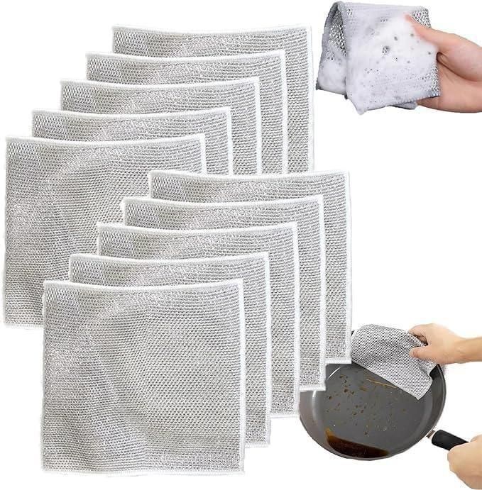 Multipurpose Wire Dishwashing Rags – Wet & Dry Cleaning Cloths (Pack of 10)