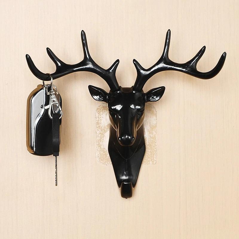 Deer Head Self-Adhesive Hanging Hooks – Wall Hooks for Bags & Keys (Pack of 2)
