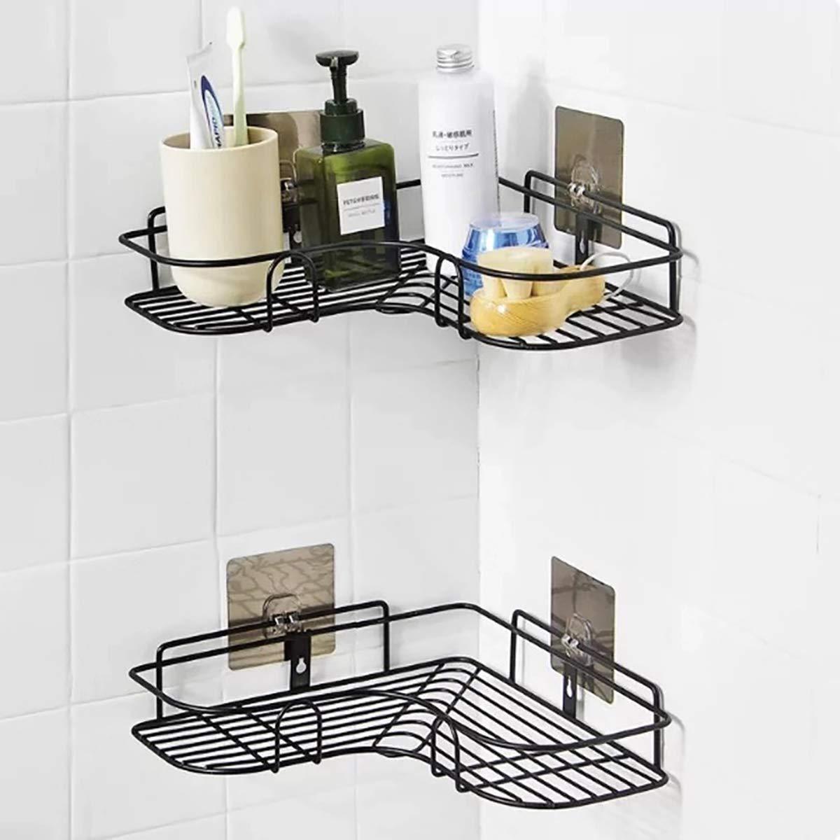 Stainless Steel Corner Shelf – No-Drill Peel & Stick Storage Rack