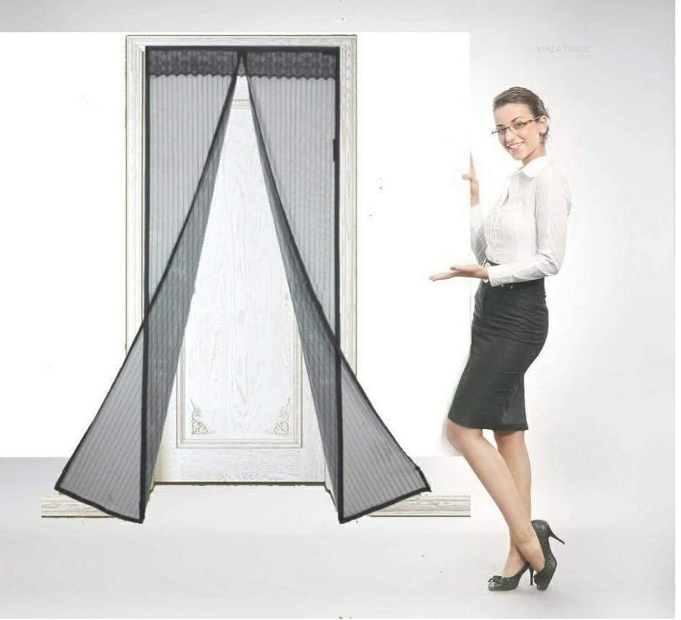 Magnetic Mesh Screen Door Curtain – Foldable Anti-Mosquito Net (90×210 cm)
